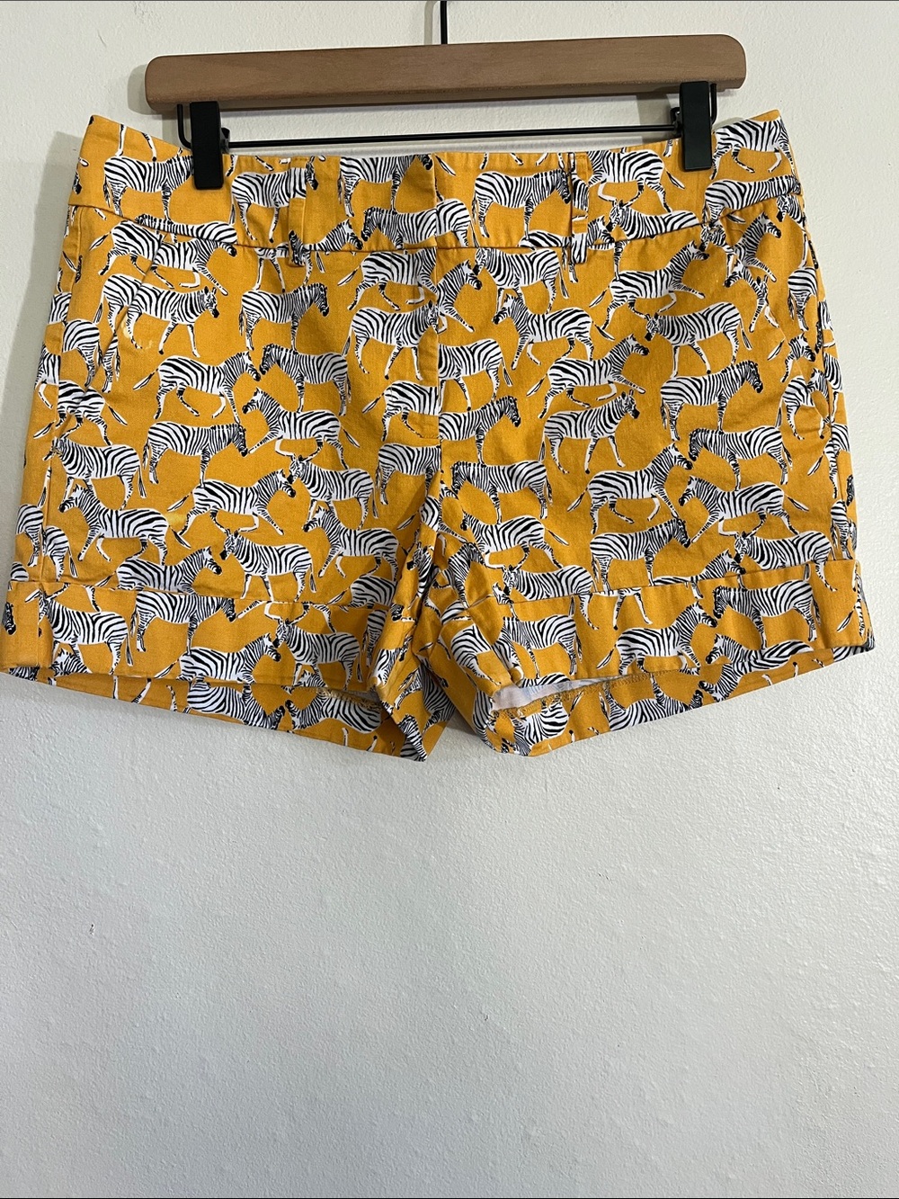 High-Waist Yellow Zebra Print Women’s Shorts